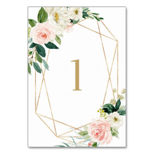 Geometric Watercolor Spring Blooms Table 1 Wedding Number