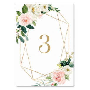 Geometric Watercolor Spring Blooms Table 3 Wedding Number