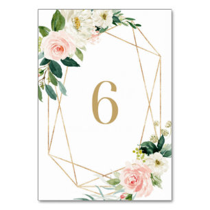 Geometric Watercolor Spring Blooms Table 6 Wedding Table Number