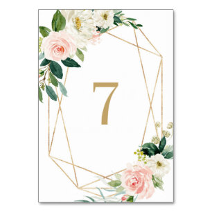 Geometric Watercolor Spring Blooms Table 7 Wedding Number