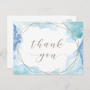 Geometric Watercolor Thank You Postcard