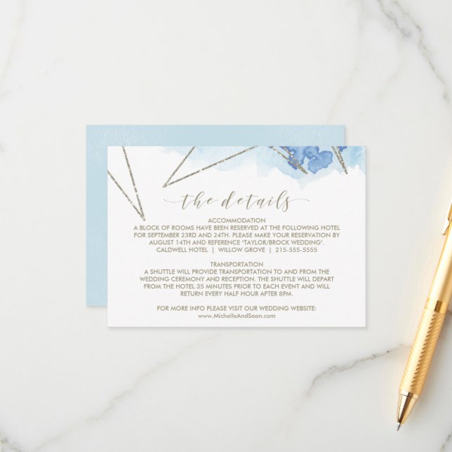 Geometric Watercolor Wedding Details Insert Card (Front/Back In Situ)