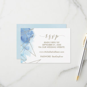 Geometric Watercolor Wedding Website RSVP Card