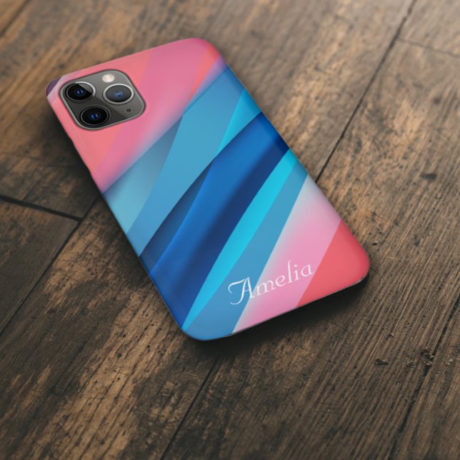 Geometric wave coral blue Case-Mate iPhone case (Creator Uploaded)