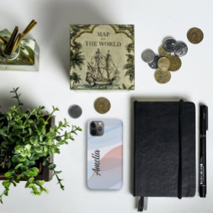 Geometric wave pastel colour with name  Case-Mate iPhone case