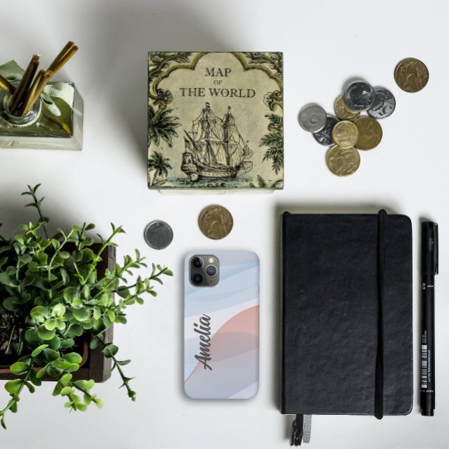 Geometric wave pastel colour with name  Case-Mate iPhone case (Creator Uploaded)