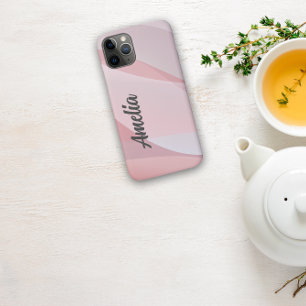 Geometric wave pastel  pink rose-colour with name  Case-Mate iPhone case