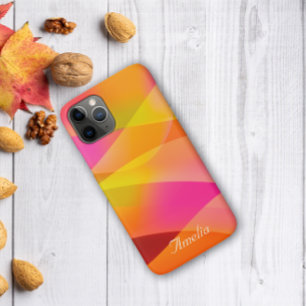 Geometric wave yellow magenta orange with name Case-Mate iPhone case