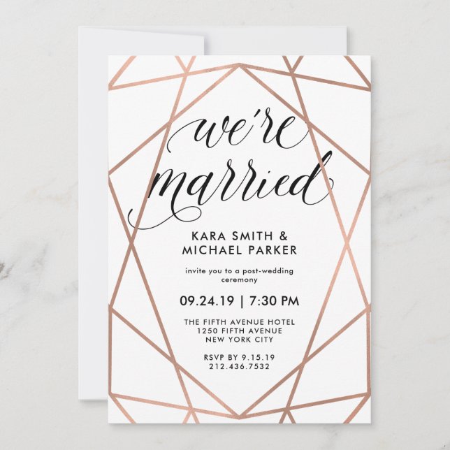 Geometric We're Married | Post-Wedding Party Invitation (Front)