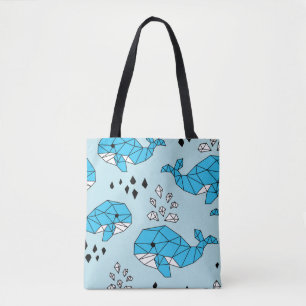 Geometric Whale: Cute Seamless Pattern Tote Bag