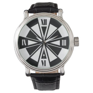 Geometric wheel pattern - black and white watch