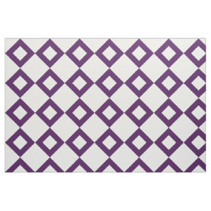 Geometric White and Purple Diamond Pattern Fabric
