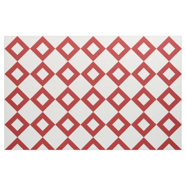 Geometric White and Red Diamond Pattern Fabric (Fat Quarter)