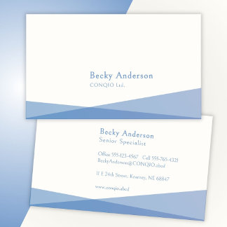 Geometric White Blue Elegant Feminine Business Card