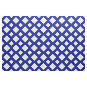 Geometric White Diamonds on Dark Blue Fabric