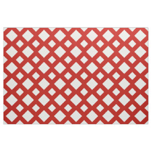 Geometric White Diamonds on Red Fabric