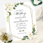 Geometric White Floral Budget Wedding Invitation<br><div class="desc">Elegant floral geometric affordable wedding 4.5”x5.6” invitations. 
PLEASE NOTE: The envelopes are NOT INCLUDE; matching A7 envelopes are available to be purchase separately.</div>