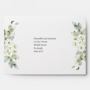 Geometric White Floral Sage Wedding Envelopes