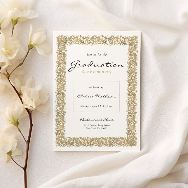 Geometric white gold confetti luxury Graduation Invitation (Geometric white gold confetti luxury Graduation )