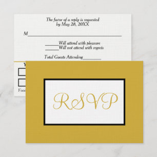 Geometric White Gold RSVP Food Allergies Card