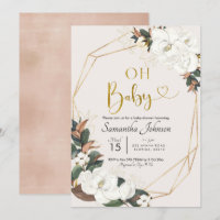 Geometric White Magnolia Oh Baby Baby Shower