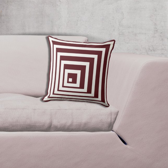 Geometric White & Red Corner Pattern Cushion (Geometric White & Red Corner Pattern Throw Pillow)