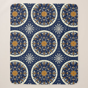 Geometric Winter Bee Snowflake Sherpa Blanket