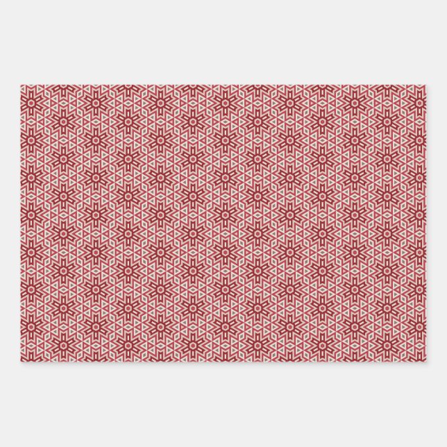 Geometric Winter Holiday Gift Wrapping Sheets (Front)