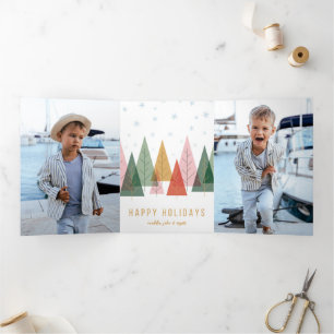 Geometric Winter Wonderland Tri-Fold Holiday Card