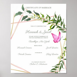 Geometric with Leaves & Butterfly Poster
