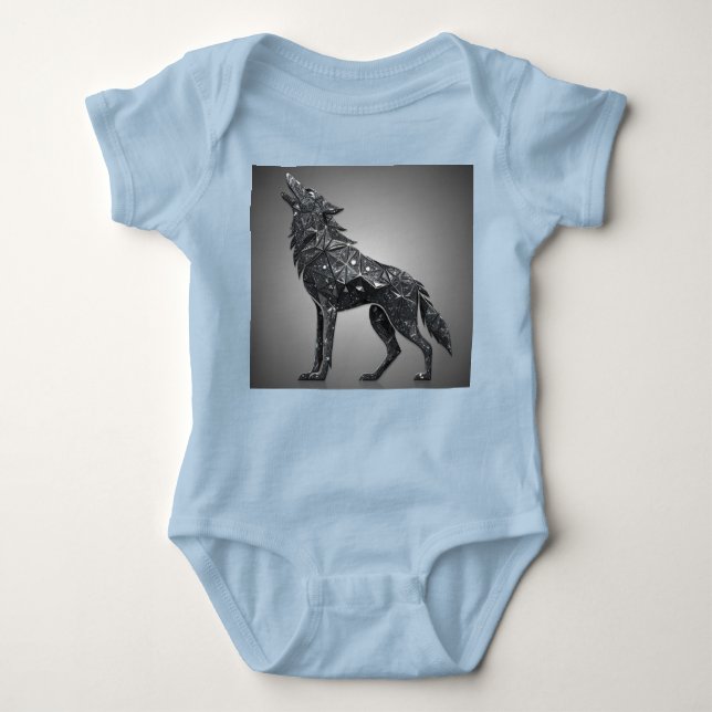 Geometric Wolf Abstract Baby Bodysuit (Front)
