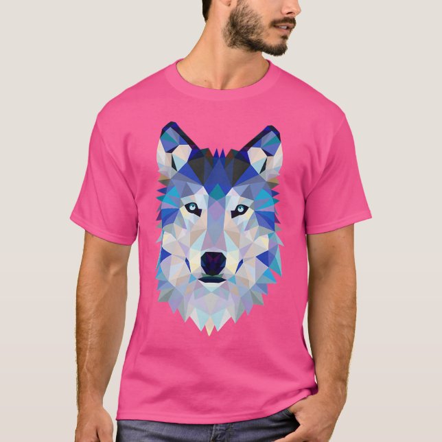 Geometric Wolf Animal Big Dog Art Inspired Pet T-Shirt (Front)