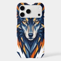 Geometric Wolf Black & Orange Polygonal Art