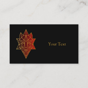 Geometric wolf gold line with gradient red business card