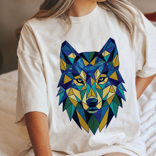 Geometric Wolf Head Abstract Art Tri-Blend Shirt