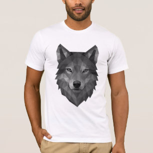 Geometric Wolf Head Polygon Art with Alpha Style T-Shirt
