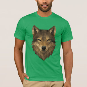 Geometric Wolf Head Polygon Art with Alpha Style T-Shirt