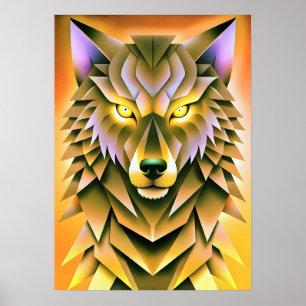 Geometric Wolf Illustration Animal Design Poster