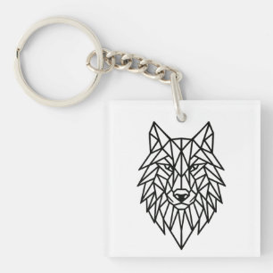 Geometric Wolf Keychain
