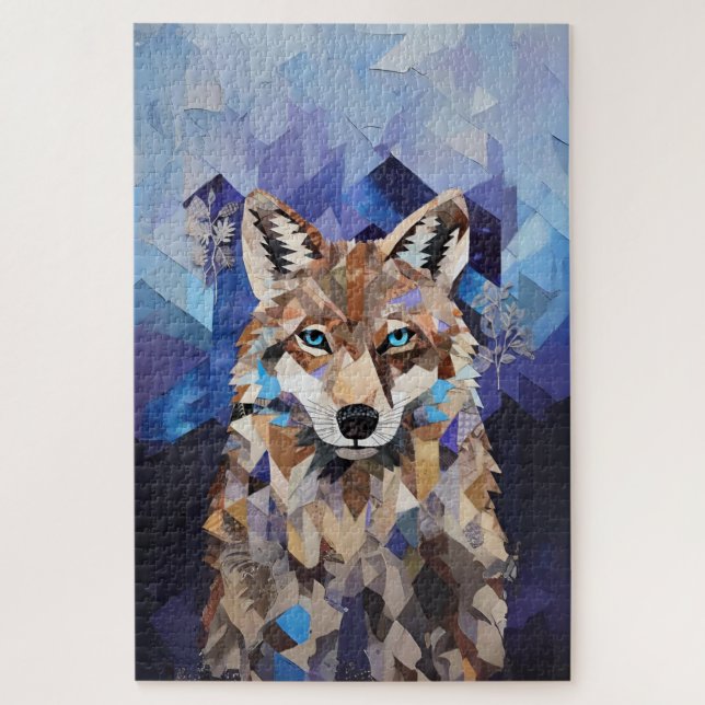 Geometric Wolf Mountain Jigsaw Puzzle (Vertical)