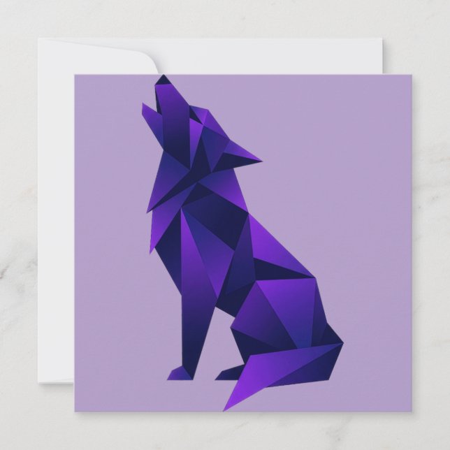 Geometric Wolf Origami Style Modern Animal Invitation (Front)