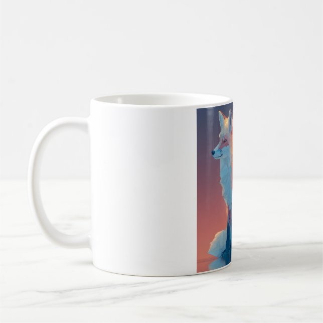 Geometric Wolf Silhouette |Modern Polygon Wildlife Coffee Mug (Left)