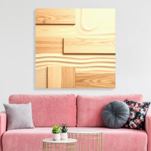 Geometric Wood On Sand Design Canvas Print