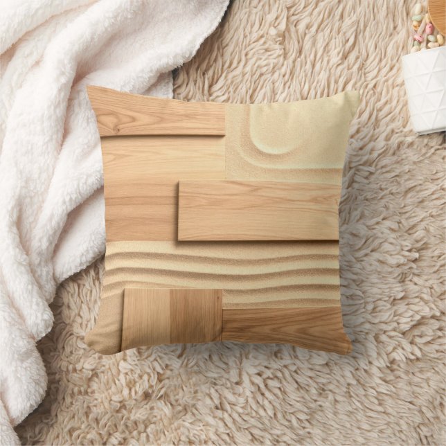 Geometric Wood On Sand Design Cushion (Blanket)