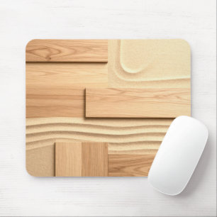 Geometric Wood On Sand Design Mouse Pad