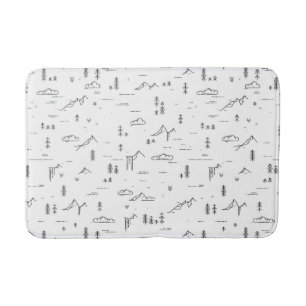 Geometric Woodland Lines Landscape Pattern Bath Mat