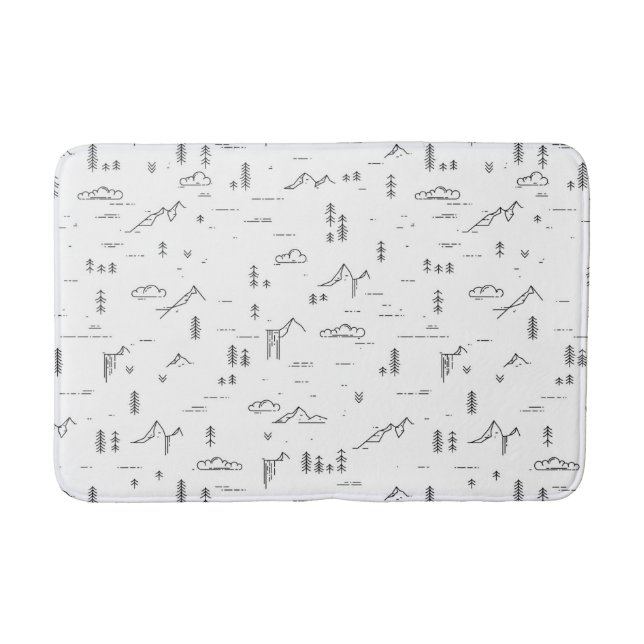 Geometric Woodland Lines Landscape Pattern Bath Mat (Front)