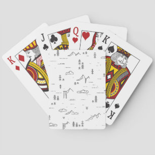 Geometric Woodland Lines Landscape Pattern Playing Cards