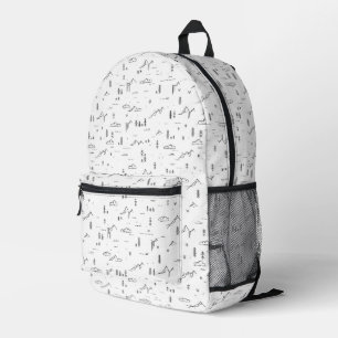 Geometric Woodland Lines Landscape Pattern Printed Backpack