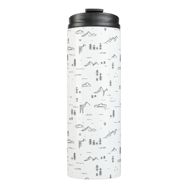 Geometric Woodland Lines Landscape Pattern Thermal Tumbler (Front)
